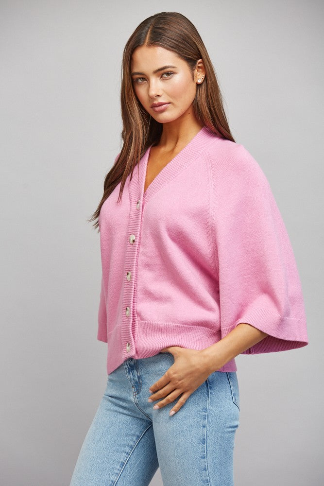 Candy Pink V-Neck Cardigan