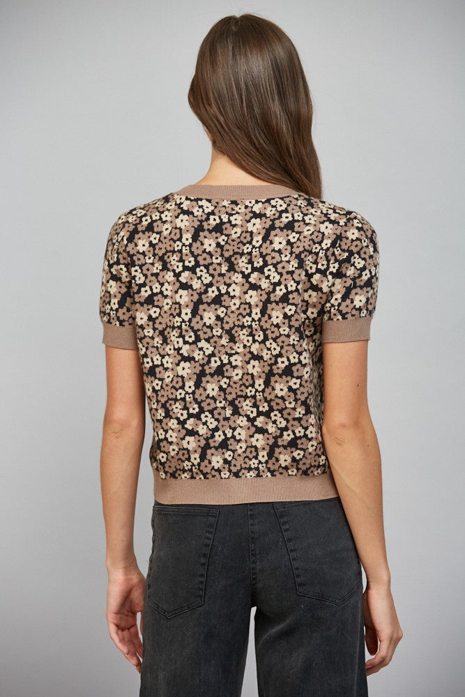 Jacquard Cardigan Mocha/Black