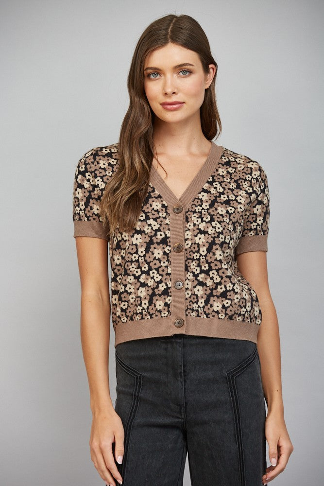 Jacquard Cardigan Mocha/Black