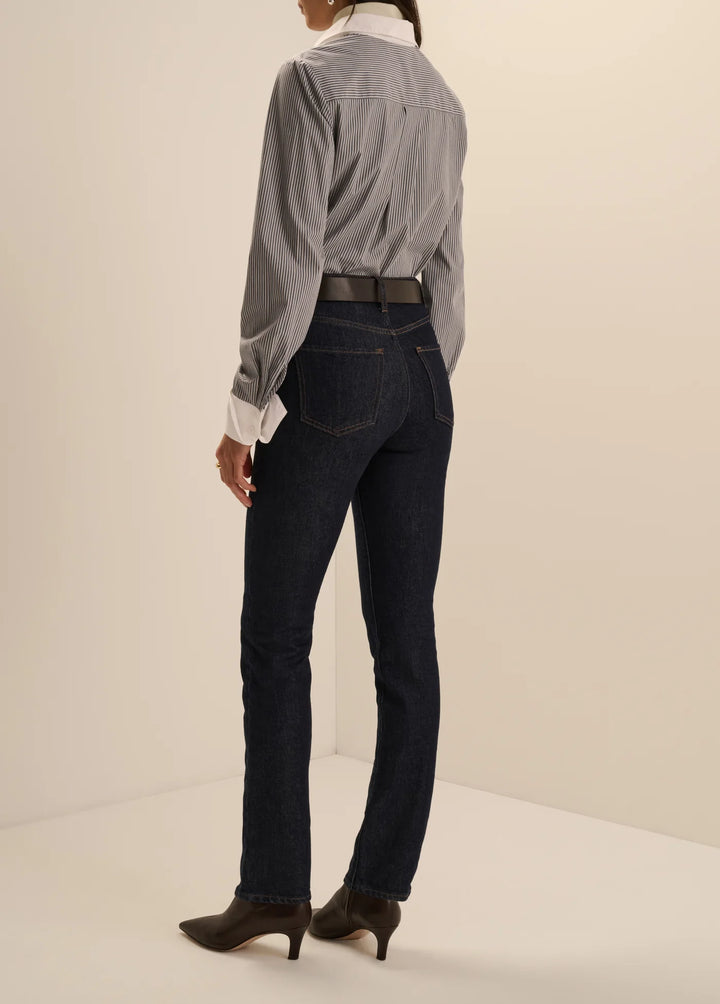 The Cuffed Statement Shirt - Charcoal Stripe