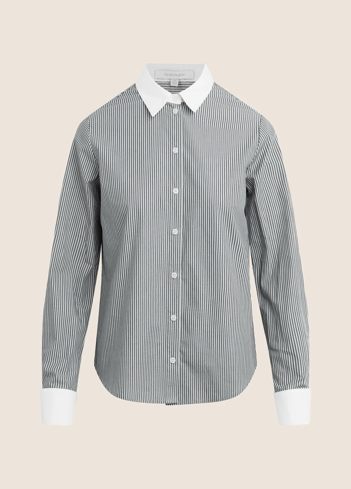 The Cuffed Statement Shirt - Charcoal Stripe