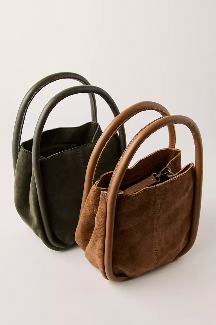 Barlow Suede Bucket Bag Dark Olive