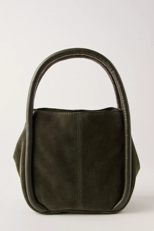 Barlow Suede Bucket Bag Dark Olive
