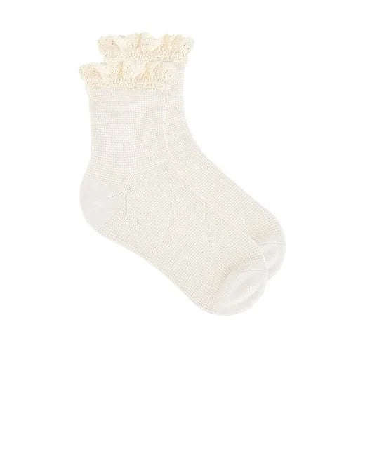 Beloved Waffle Knit Ankle Socks Ivory