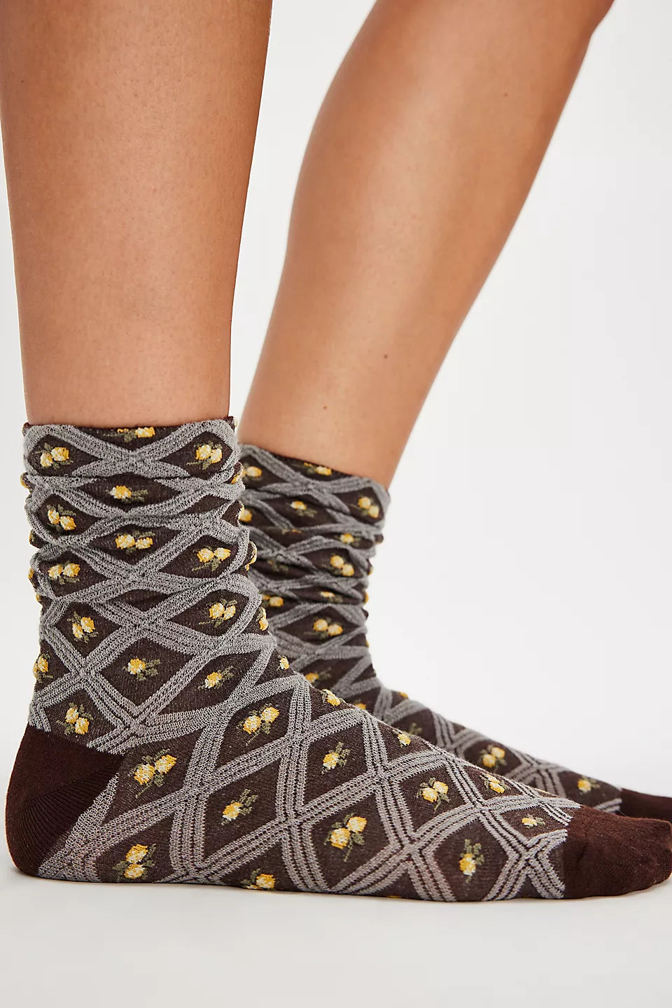 Jacquard Trouser Socks Brown