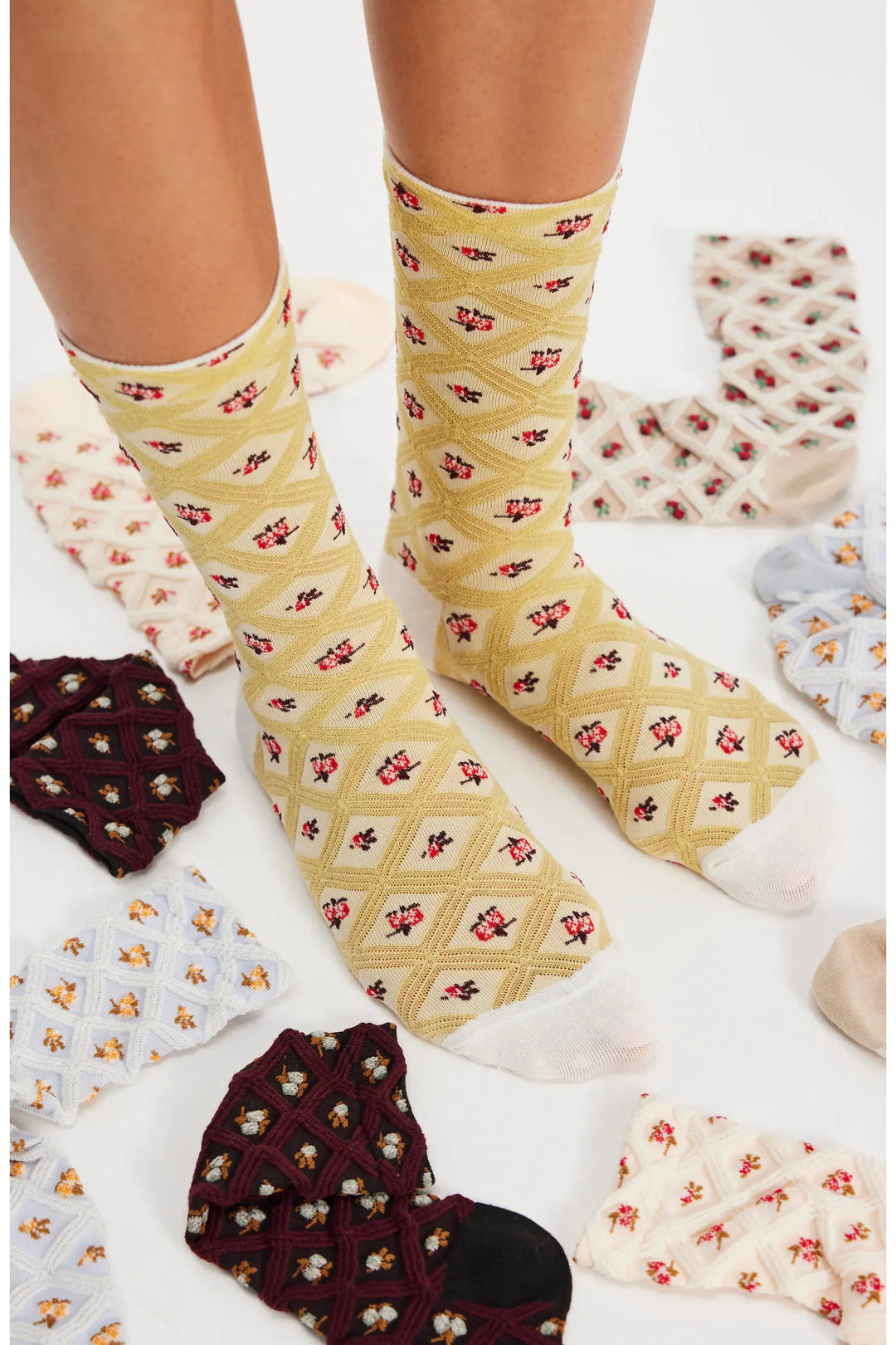 Jacquard Trouser Socks Yellow