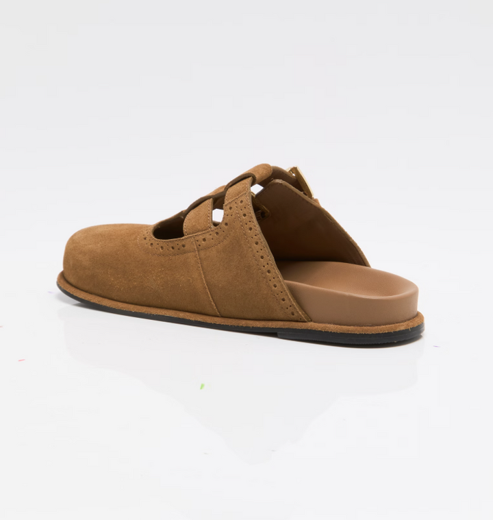 Shoreditch Buckle Mule - Camel Suede