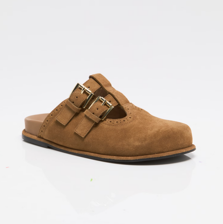 Shoreditch Buckle Mule - Camel Suede