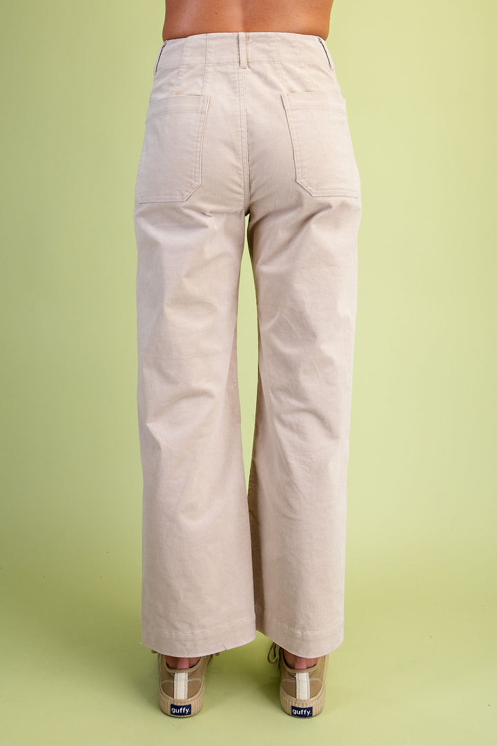 Ankle Crop Corduroy Pants - Taupe
