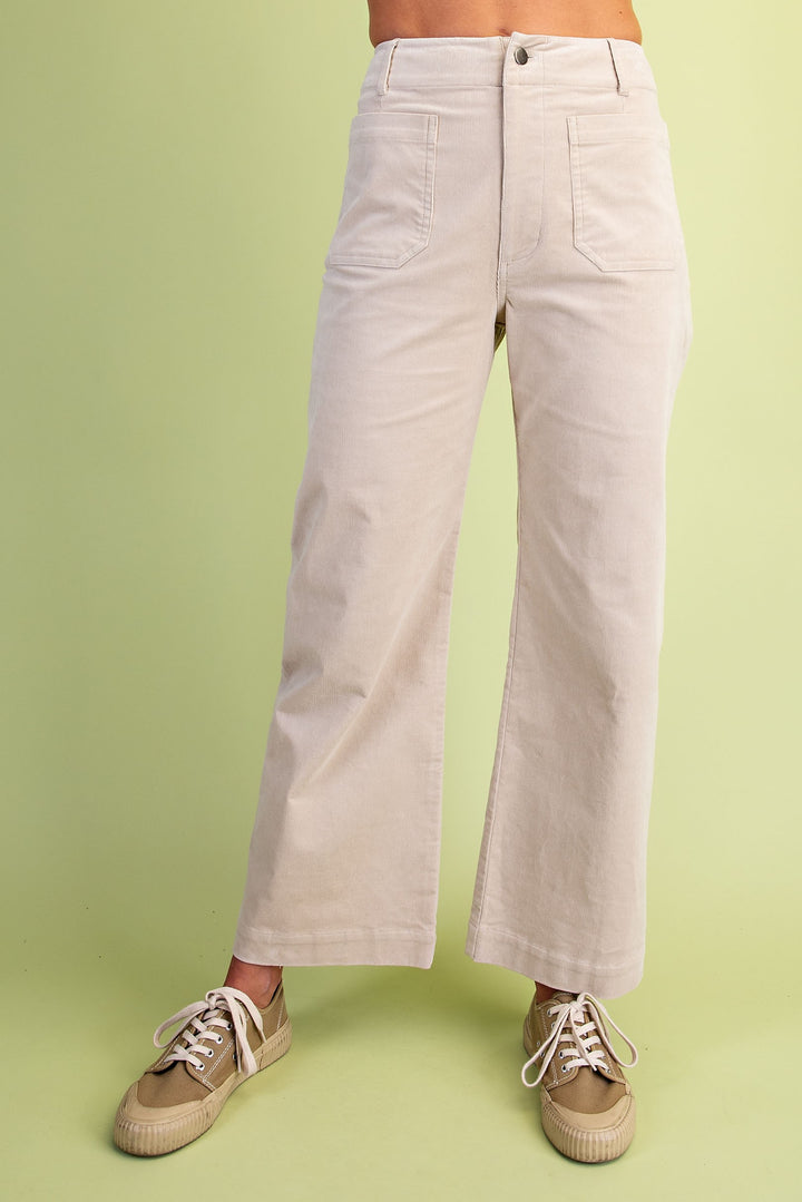 Ankle Crop Corduroy Pants - Taupe