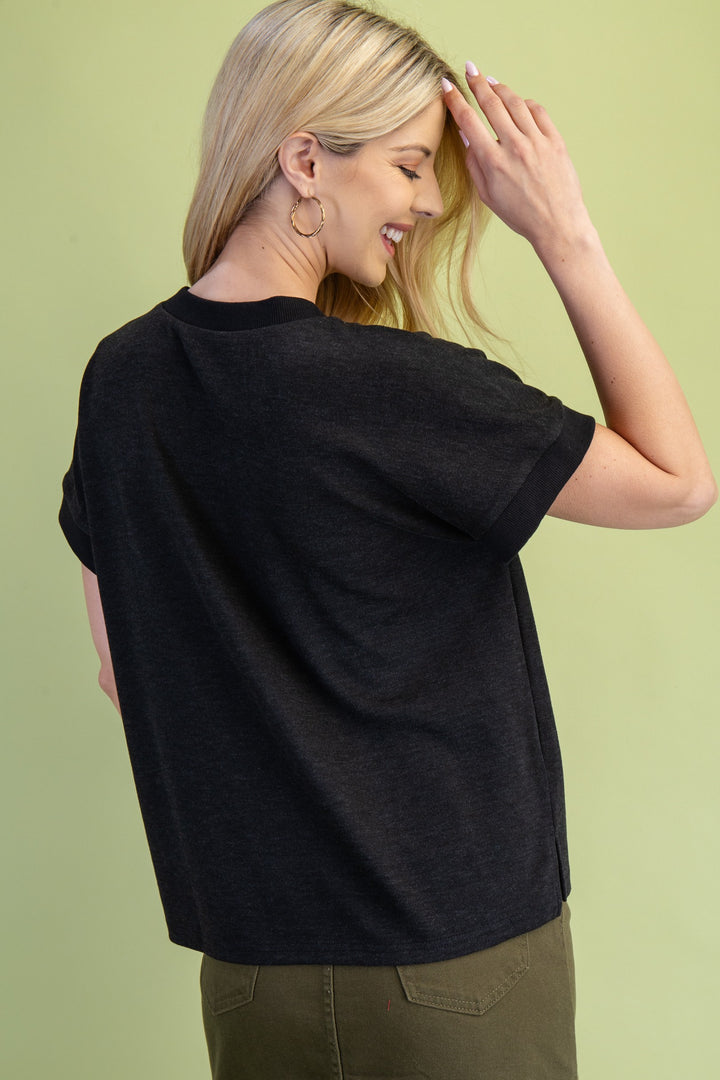 Brinley V-Neck Top Black