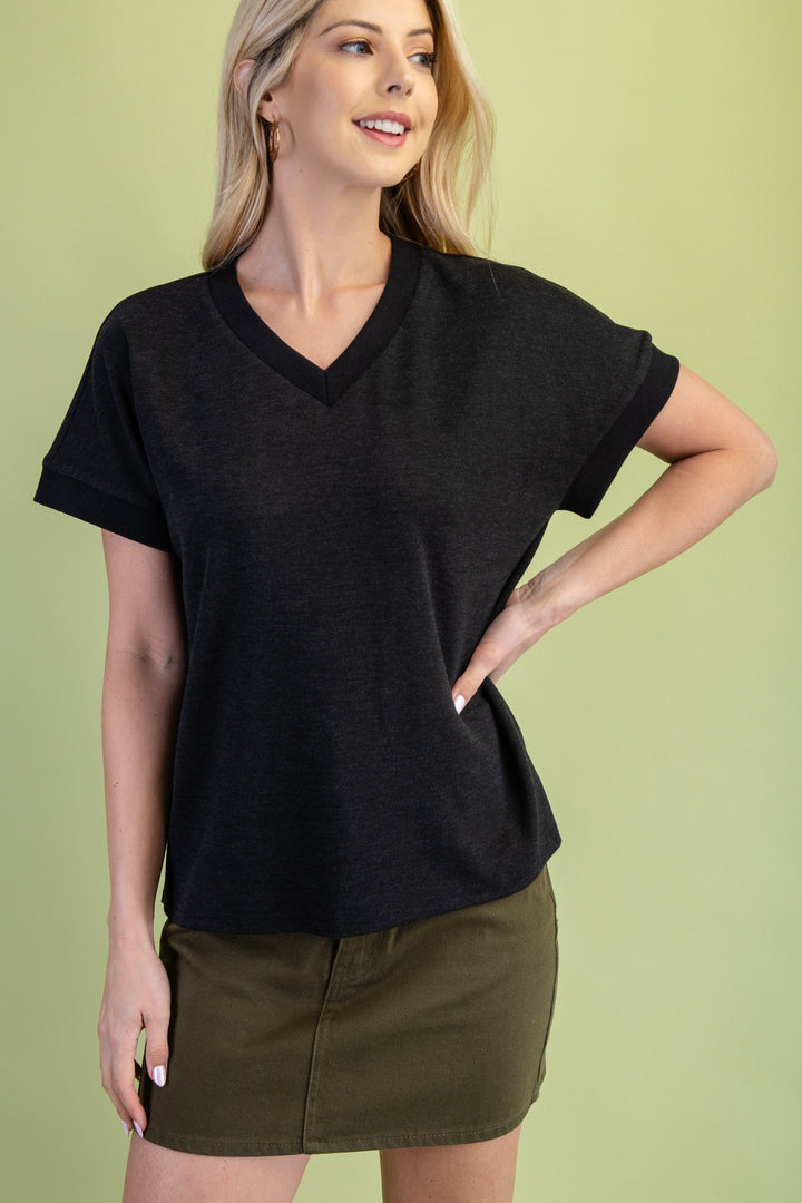 Brinley V-Neck Top Black