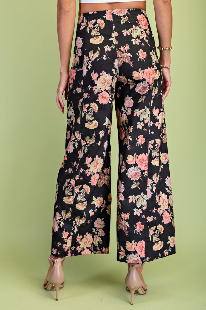 Delilah Floral Pants Black