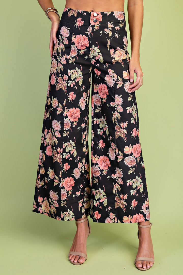 Delilah Floral Pants Black