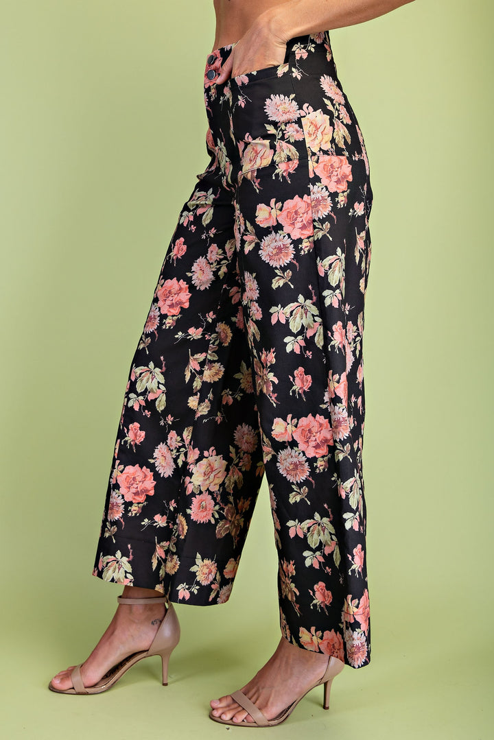 Delilah Floral Pants Black