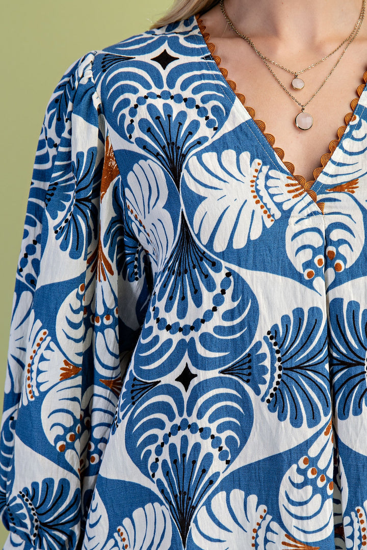 Isabel Printed Top Blue Mix