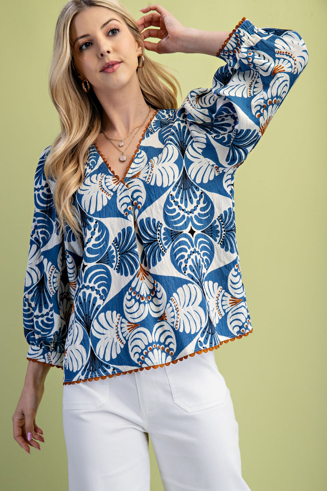 Isabel Printed Top Blue Mix