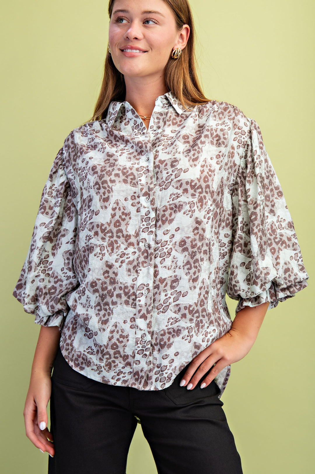 Leopard Print Button Down Top