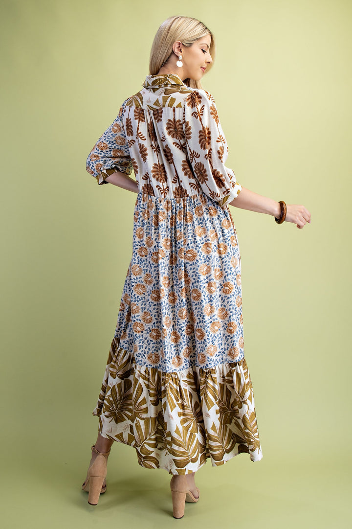 Rachel Printed Dress Blue Mix