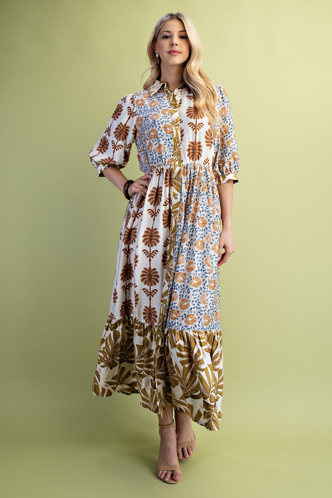 Rachel Printed Dress Blue Mix