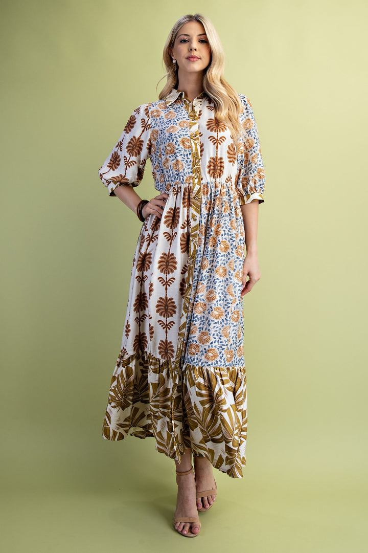 Rachel Printed Dress Blue Mix