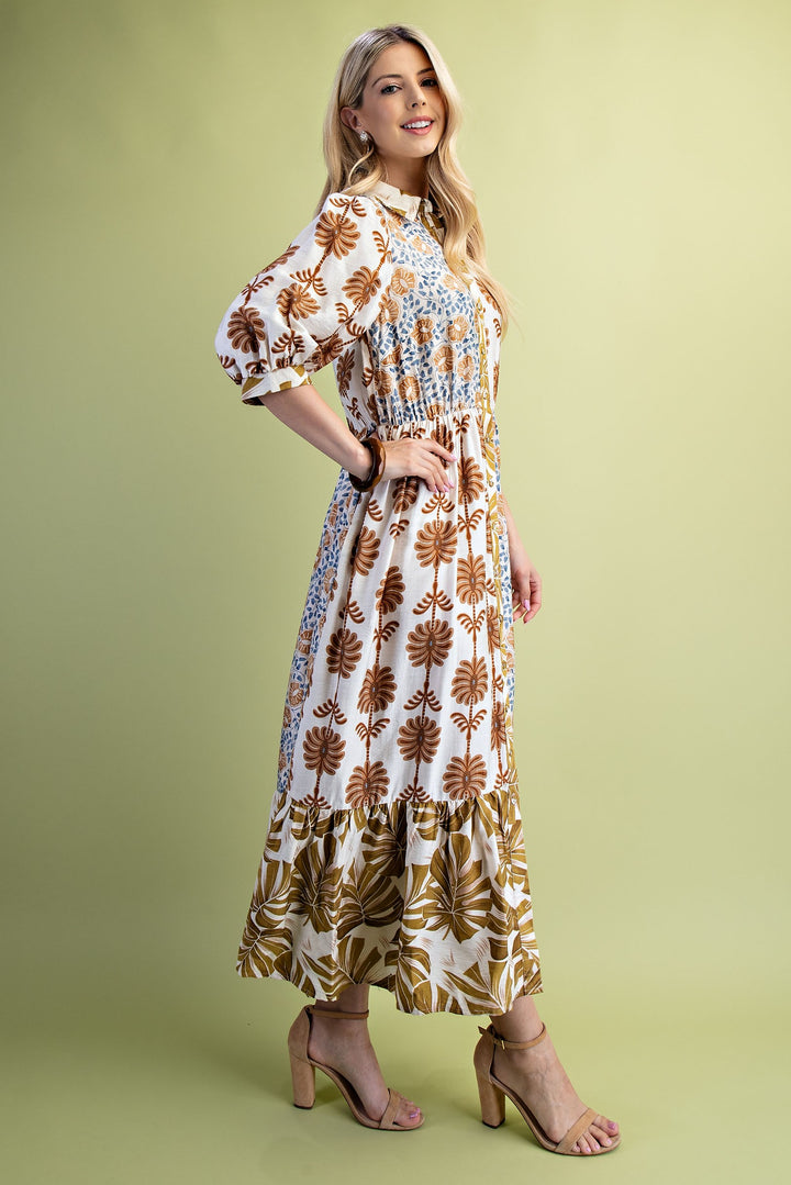 Rachel Printed Dress Blue Mix
