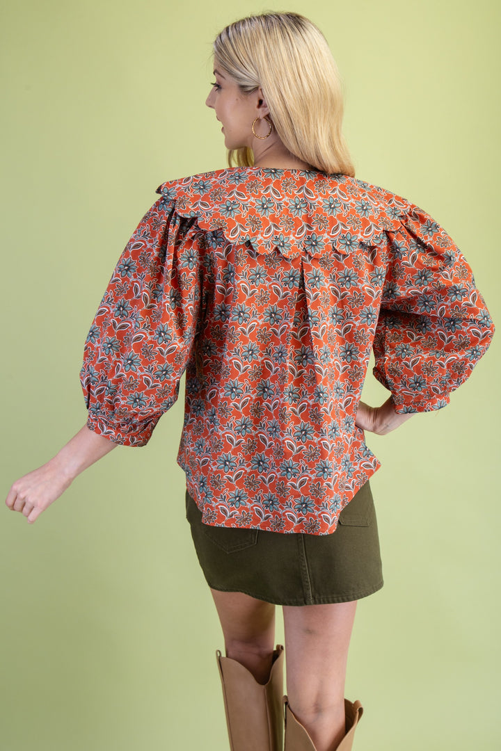 Terracotta Collared Blouse
