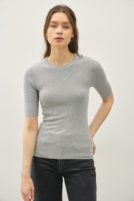 Half Sleeve Rib Knit Top