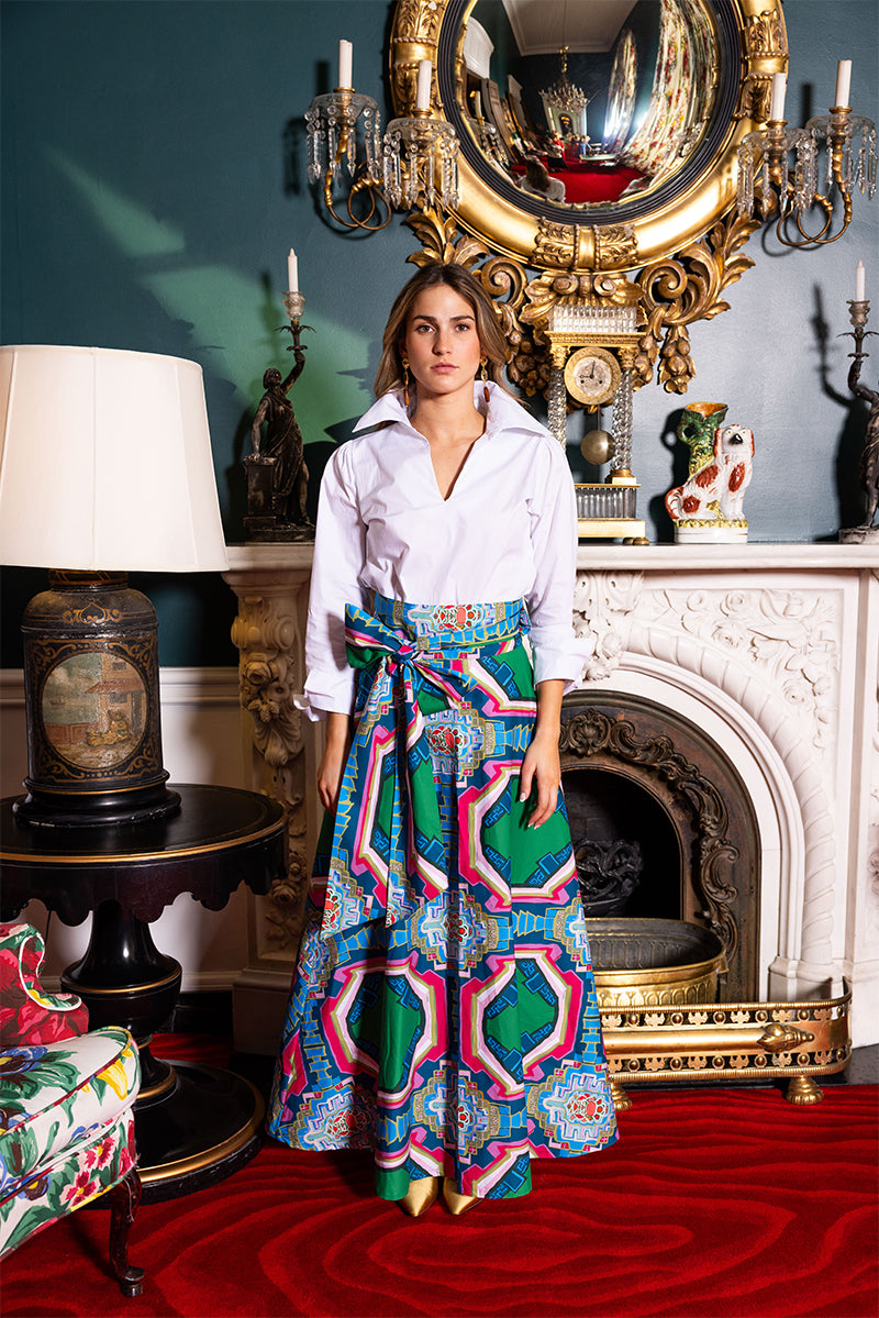 Brady Wrap Maxi Skirt in Portico
