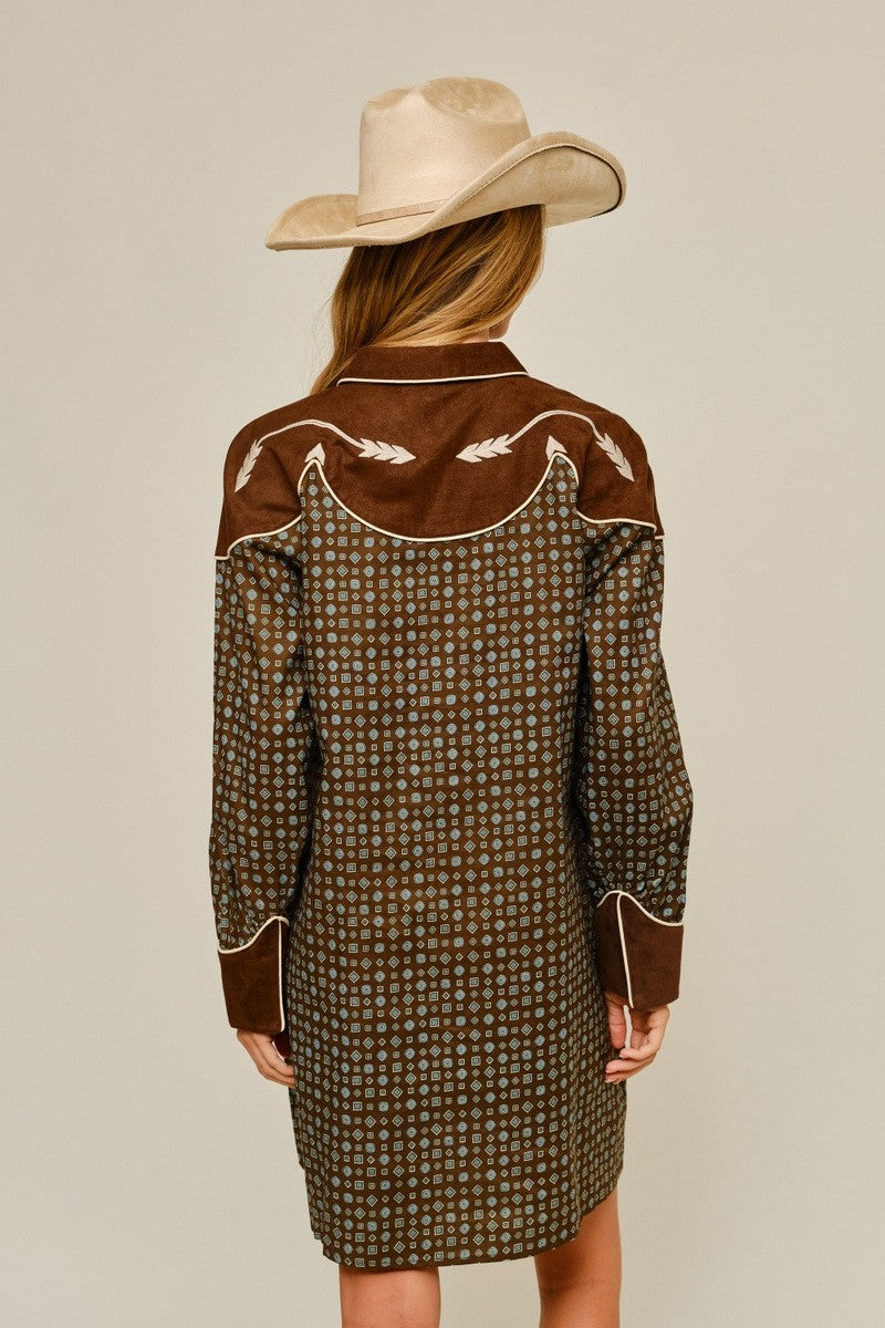 Alexa Shirt Dress - Brown Mix