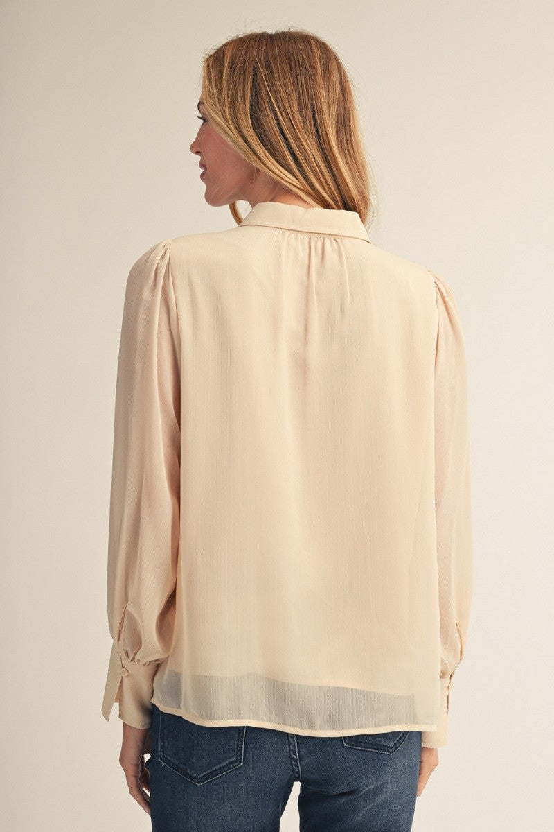Arley Ruffle Blouse - Oatmeal