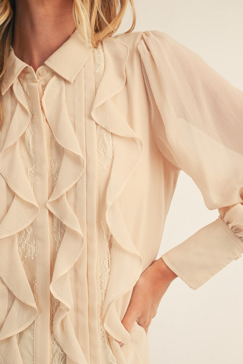 Arley Ruffle Blouse - Oatmeal