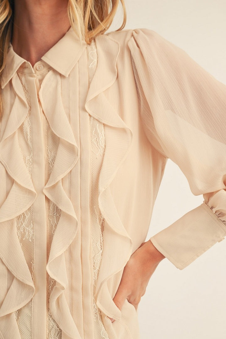 Arley Ruffle Blouse - Oatmeal