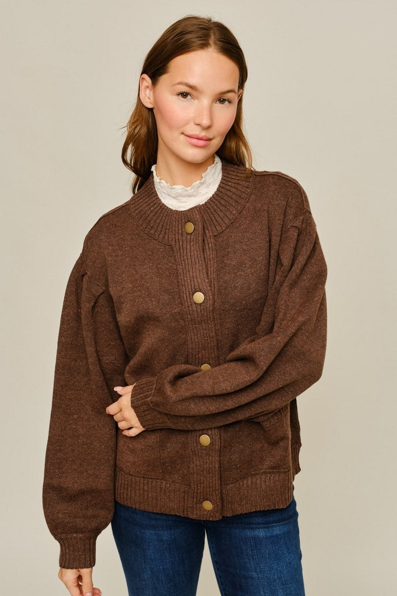 Drea Sweater Cardigan – Brown