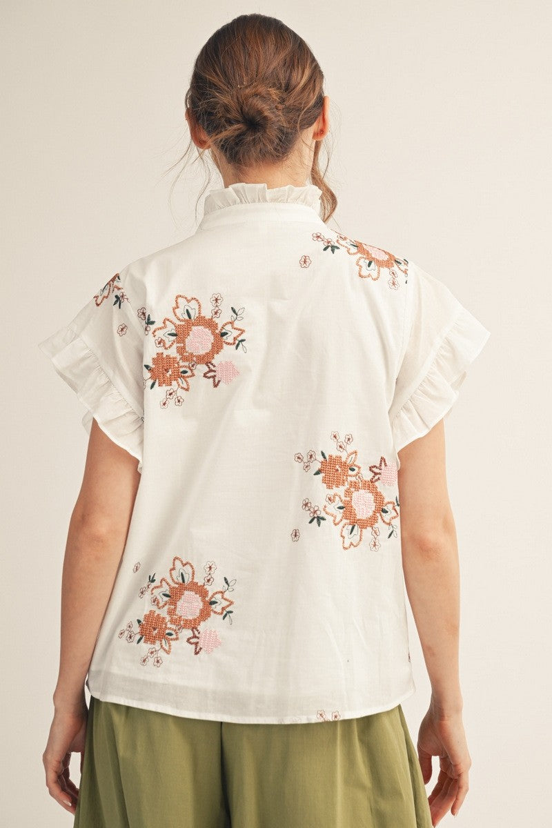 Winona Ruffle Top Off White