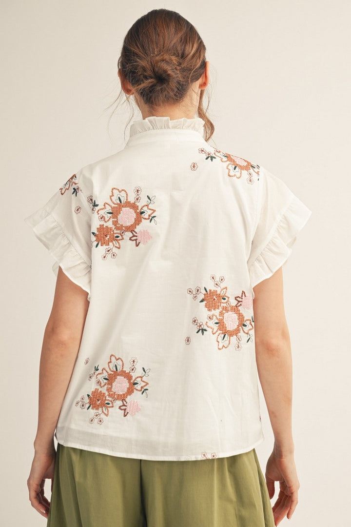 Winona Ruffle Top Off White