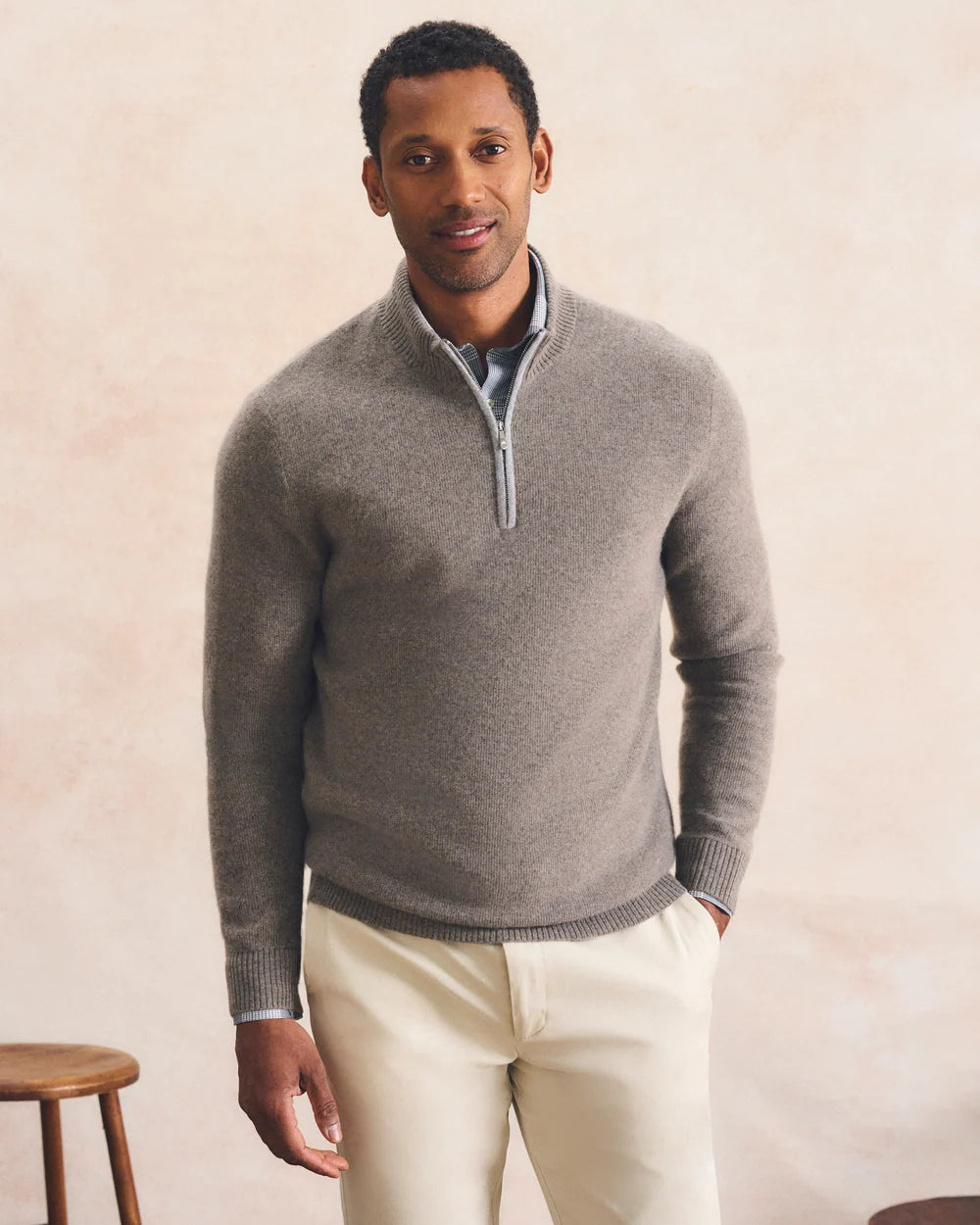 Cashmere 1/4 Zip - Almond