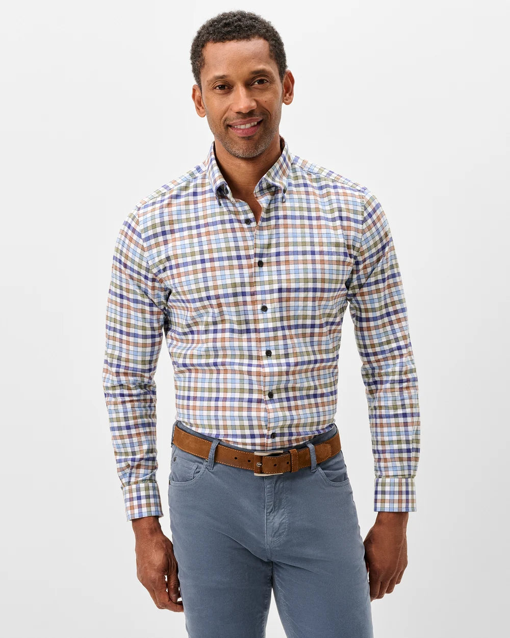 Cedar Check Perf Flannel Shirt - Sailor