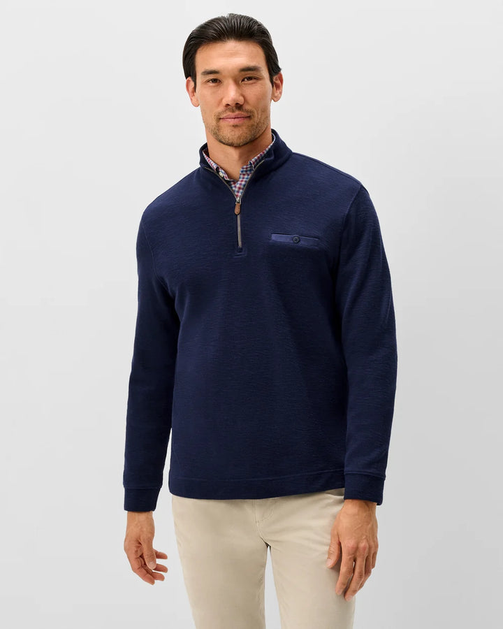 Flame Stitch 1/4 Zip - Navy