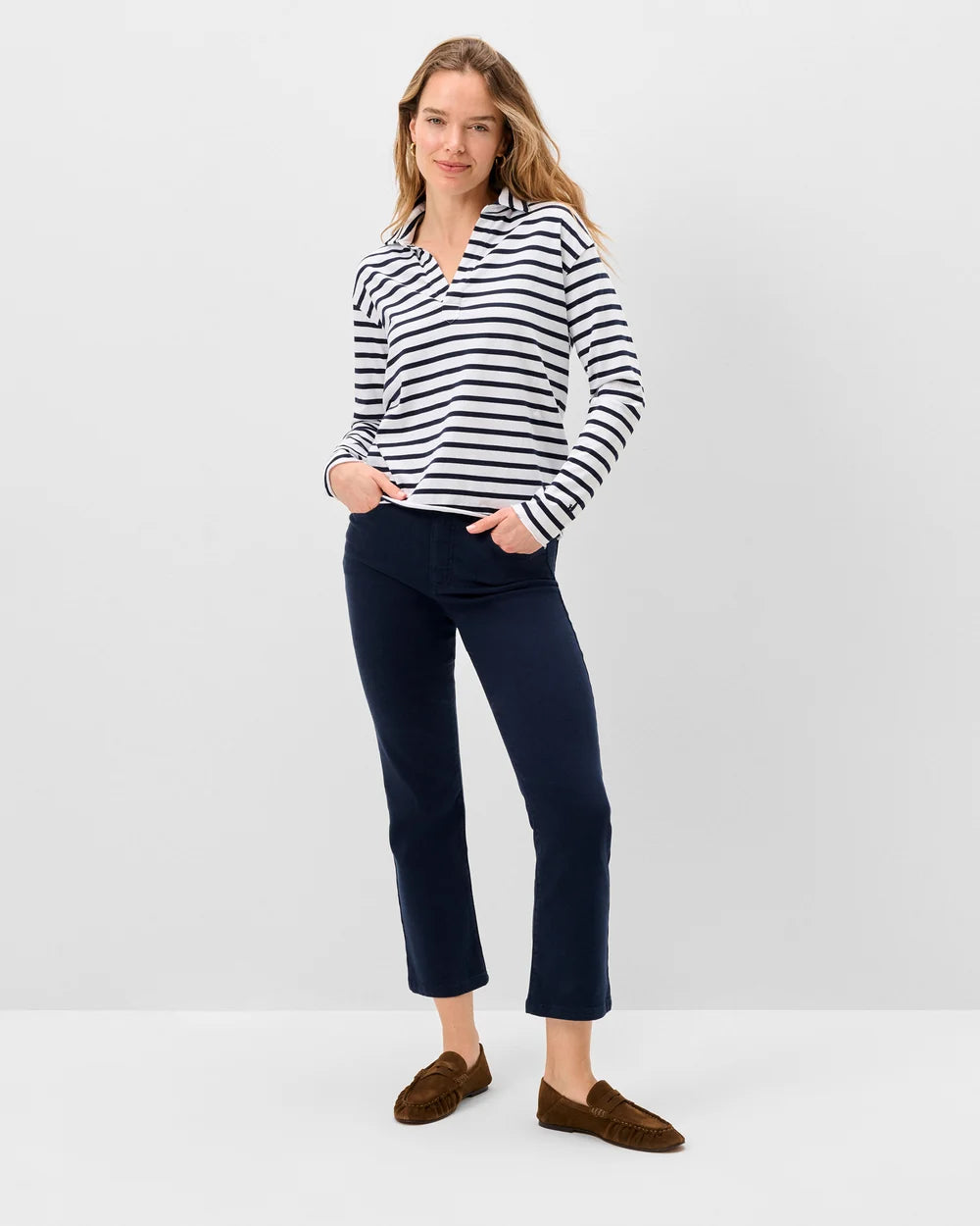 Louise Long Sleeve Tee – Navy Stripe