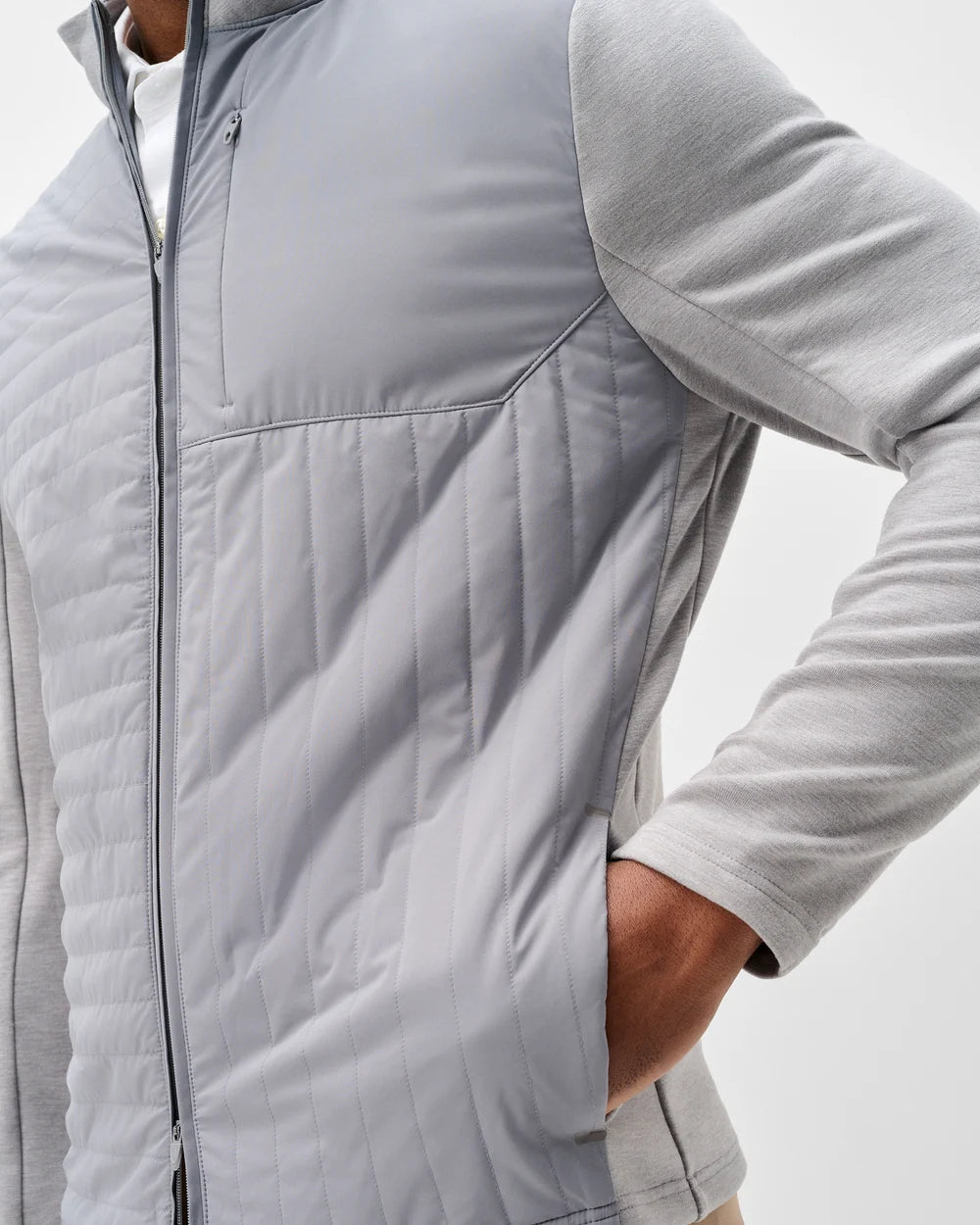 Mixed Media Jacket - Light Gray