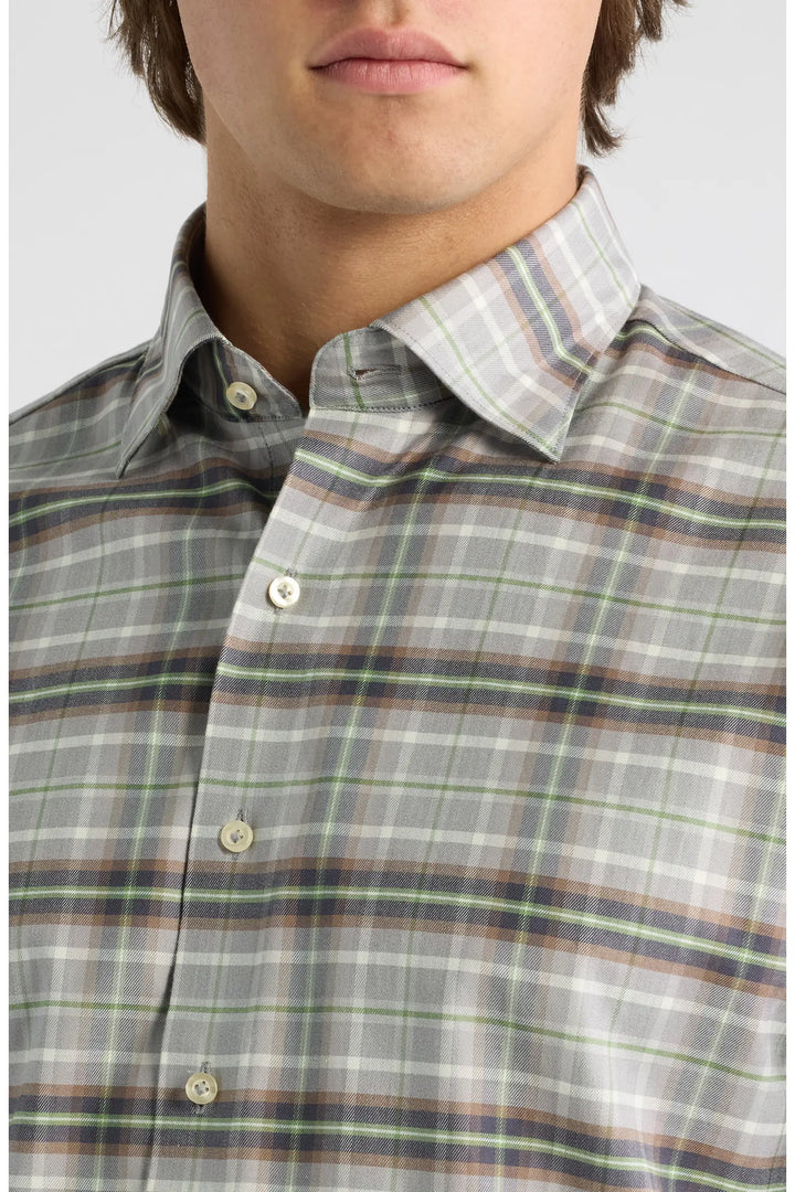 Top Shelf Cotton Shirt – Lone Cypress Plaid Light Gray