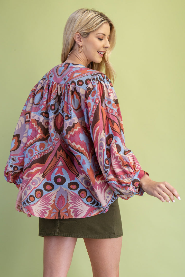 Lainey Blouse Pink/Blue