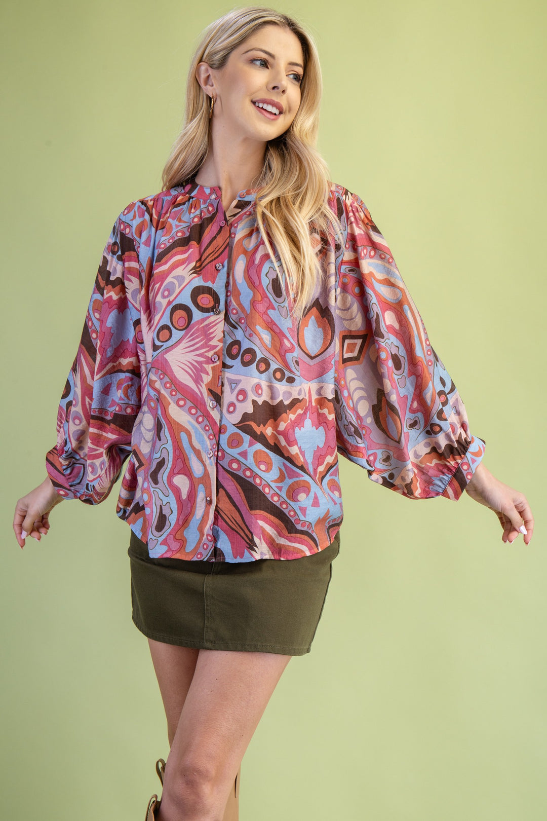 Lainey Blouse Pink/Blue