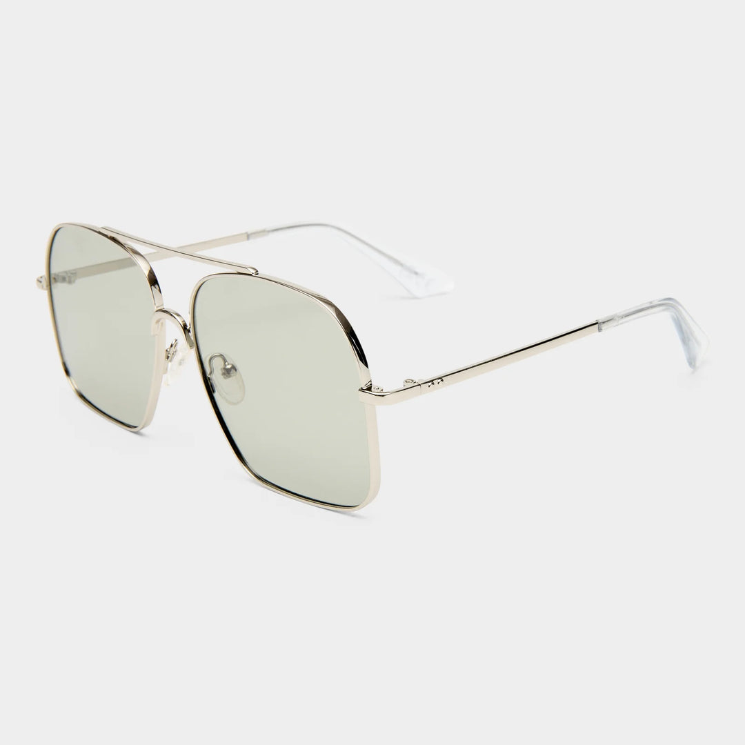 Le Specs Civelle Sunglasses Bright Silver Crystal Clear