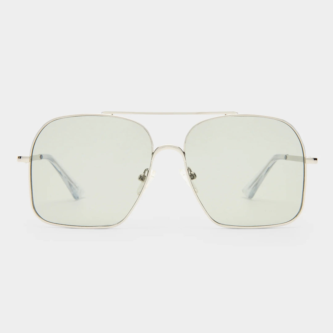 Le Specs Civelle Sunglasses Bright Silver Crystal Clear