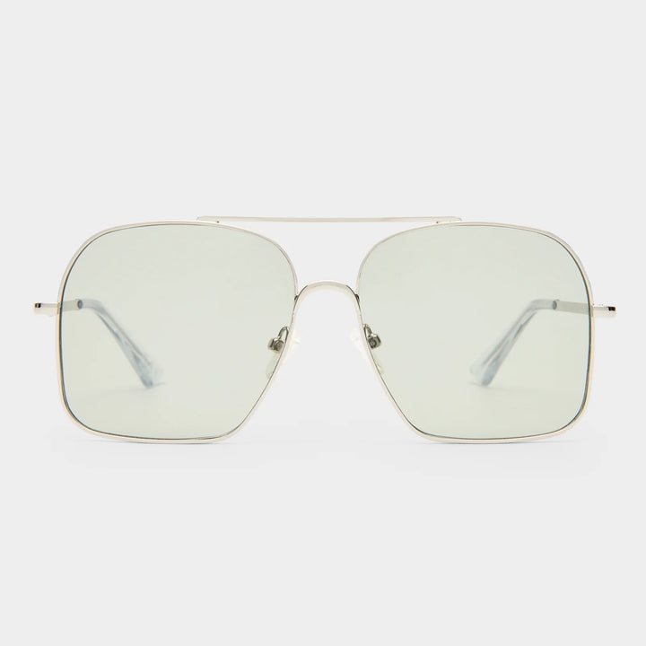 Le Specs Civelle Sunglasses Bright Silver Crystal Clear