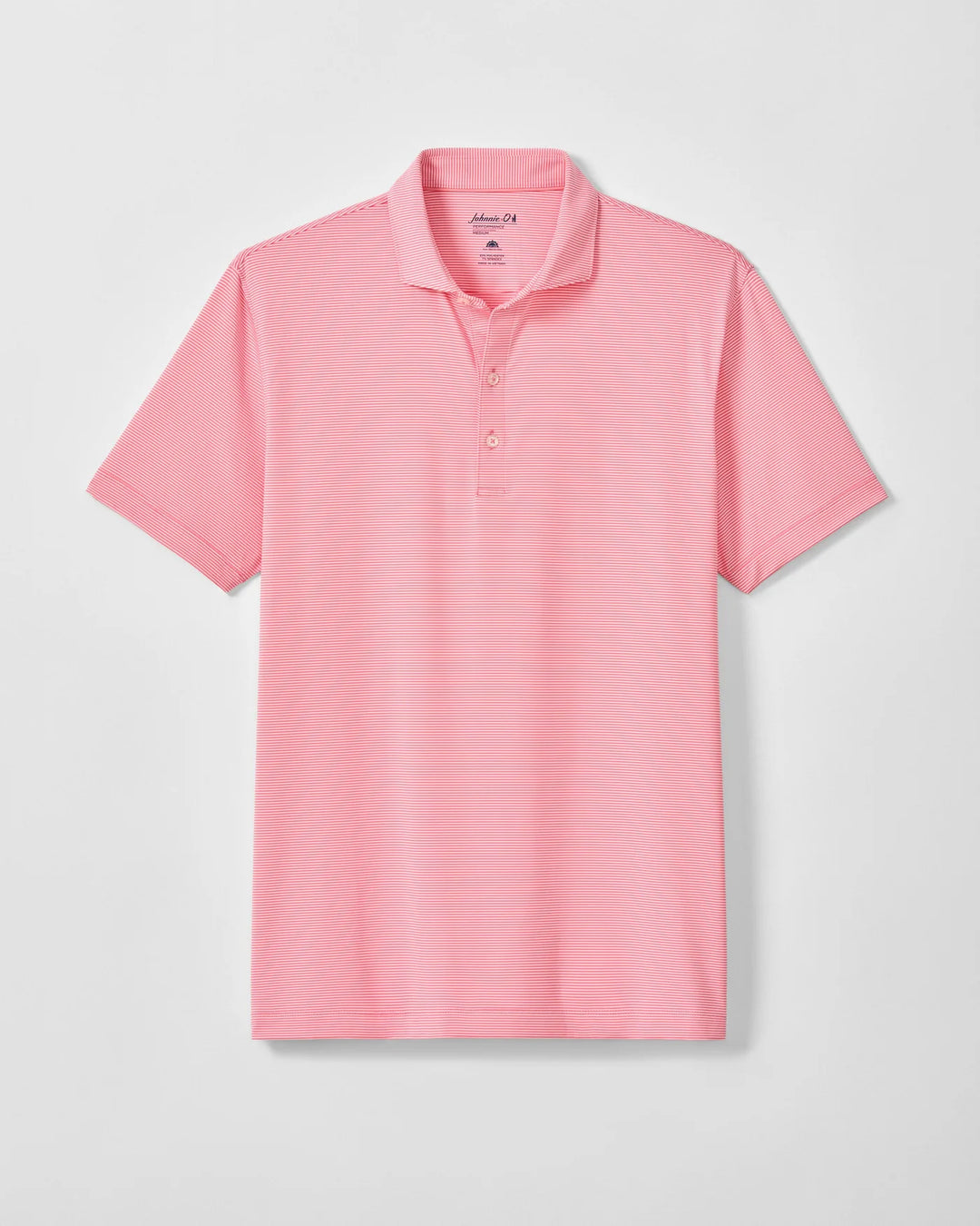Johnnie-O Perf Jersey Polo Lyndonn Stripe Pink Lemonade