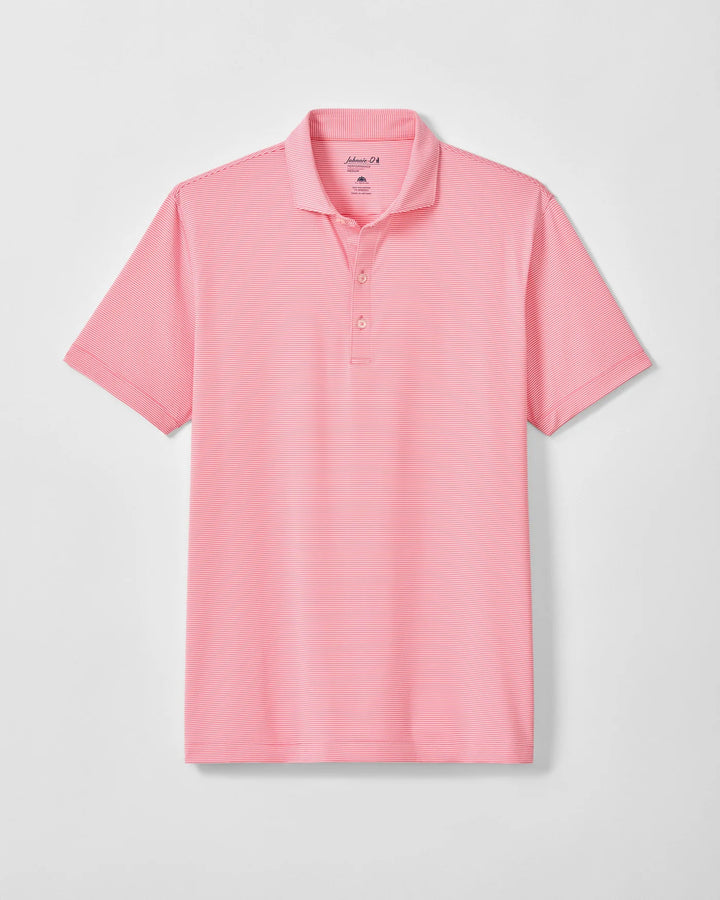 Johnnie-O Perf Jersey Polo Lyndonn Stripe Pink Lemonade
