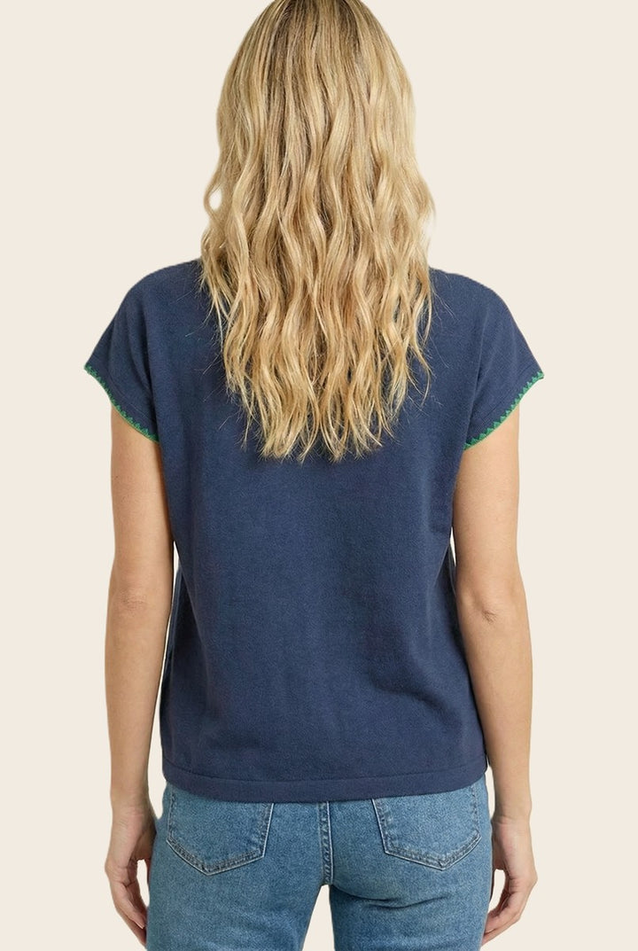 Marci Stitch Detail Sweater Navy
